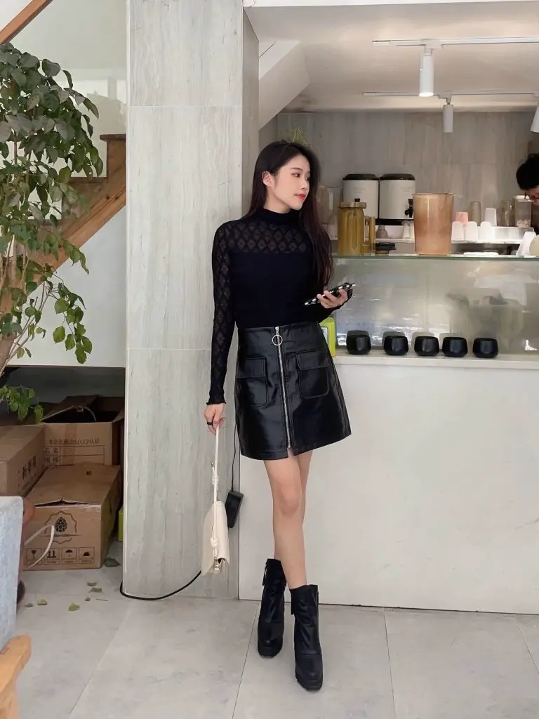 [TKTO]高领蕾丝打底衫女秋冬法式纯欲内搭洋气加绒长袖网纱上衣