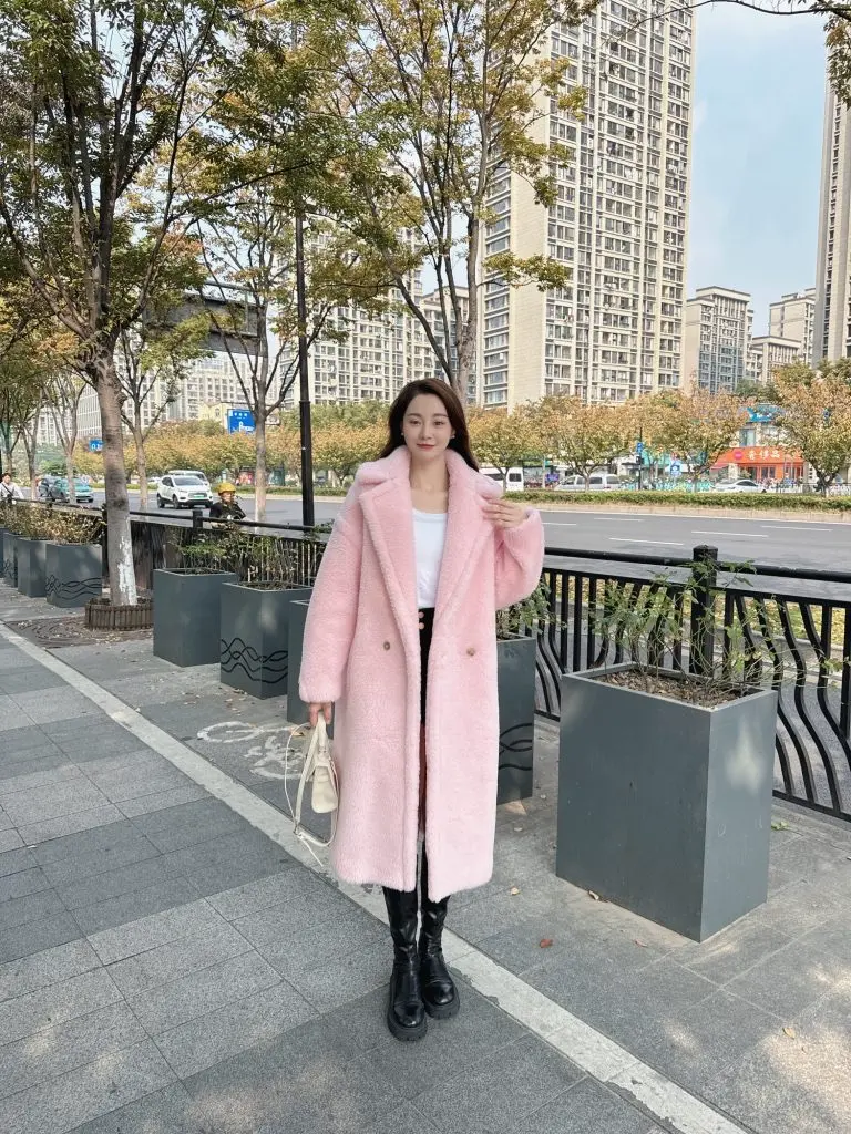 [MARCYMARNY/玛诗玛丽]汤小喵M家泰迪熊大衣廓型颗粒羊驼绒剪毛teddy皮草外套女中长款