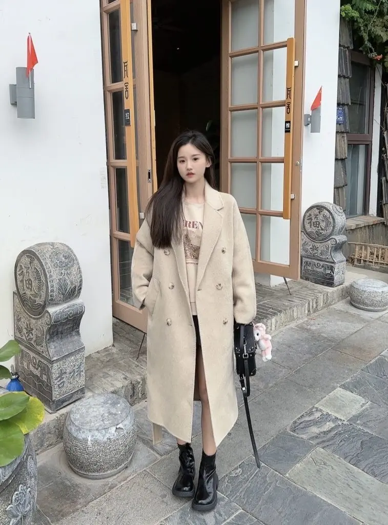 NAGUAGU/南瓜谷【贵妇大衣】阿拉善重磅50/100骆驼绒中长款保暖双面呢外套