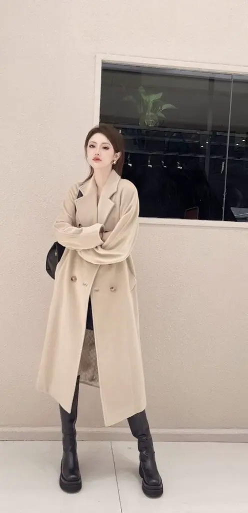 [MarcyMarny汤小喵]M家101801大衣经典双面羊绒大衣女中长款高端呢子外套