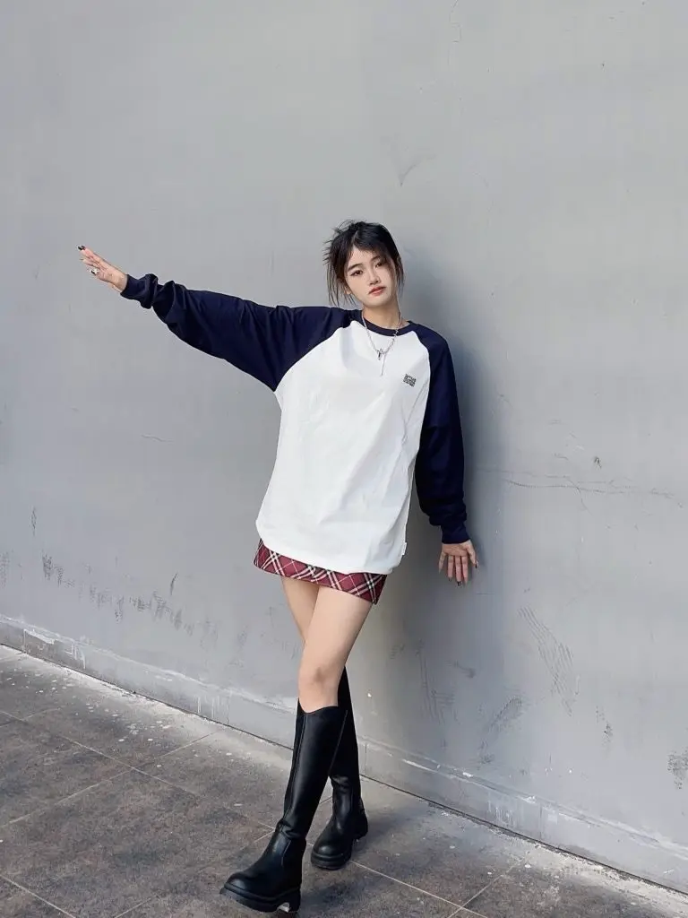 [biiya比雅独立工作室]ins贼显瘦~真皮V口厚底长筒靴女不过膝长靴高筒骑士靴