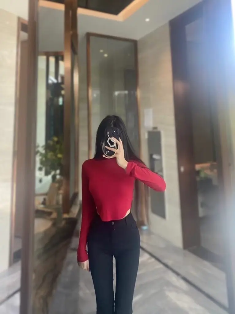 [lx布衣]胸大腰细～短款紧身性感半高领长袖t恤女内搭显瘦纯色上衣打底衫