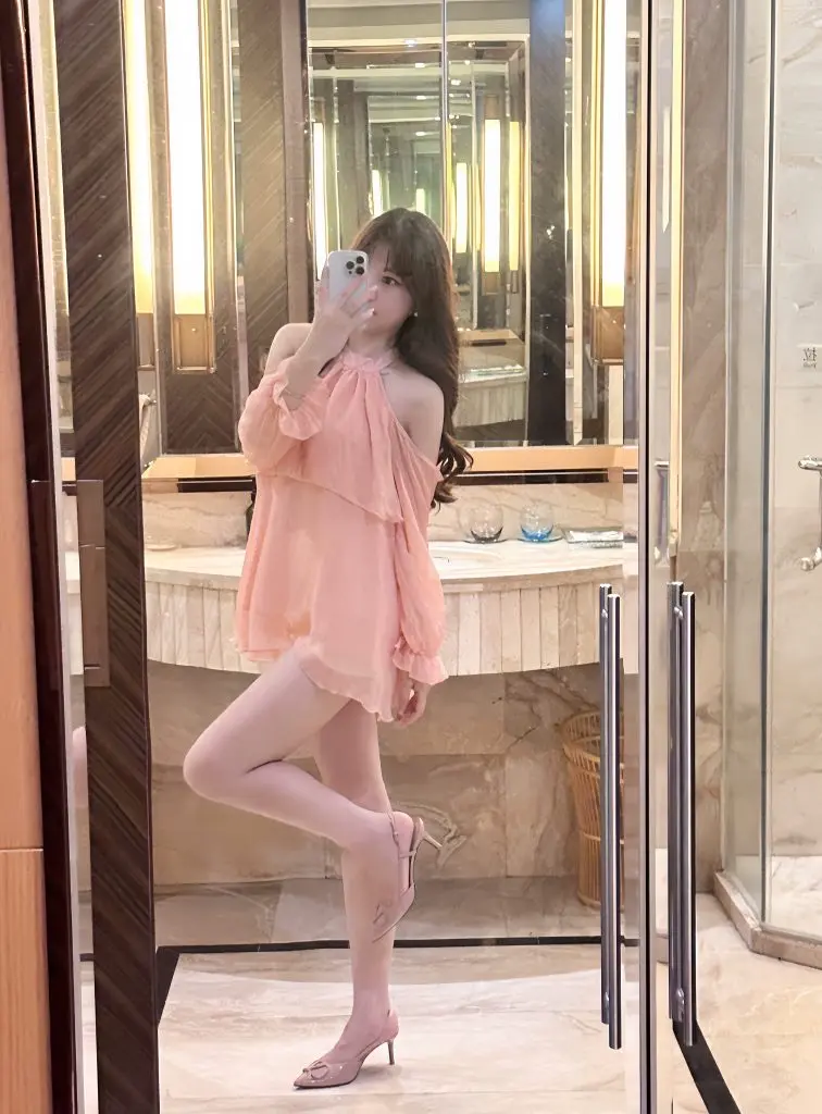 [十里桃花女鞋店]包头V扣裸粉色凉鞋女法式夏季尖头单鞋高跟后空细跟鞋