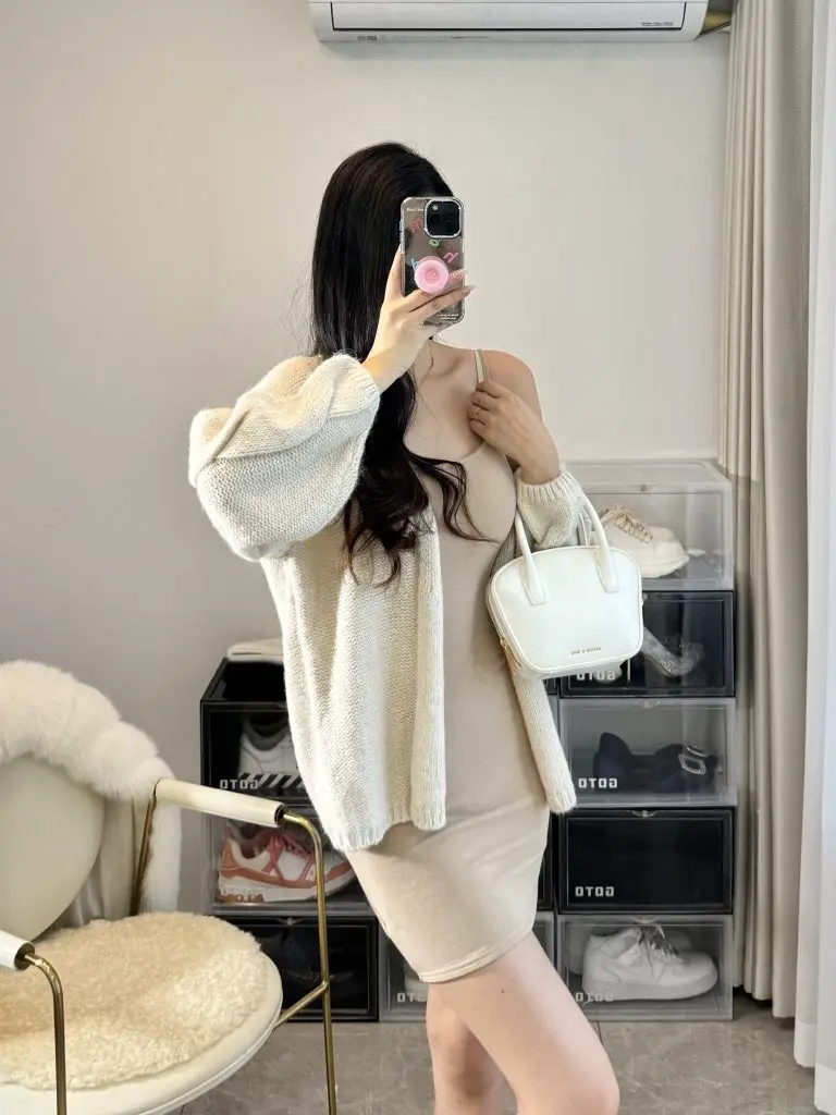 NAYA CHAN 磨毛带胸垫打底吊带连衣裙女秋冬内搭显瘦收腰包臀短裙