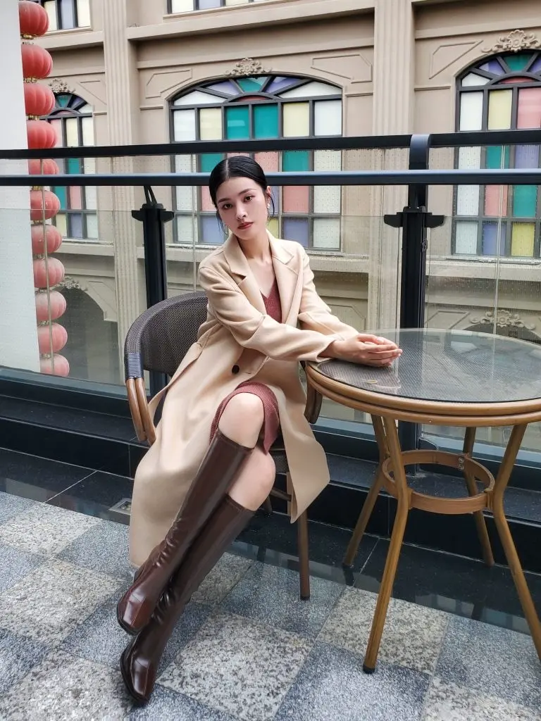 [biiya比雅独立工作室]ins巨显高~不过膝高筒骑士靴女高跟方头长靴弹力瘦瘦靴