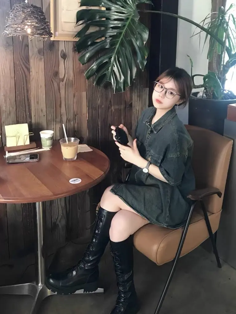 [红佳秀]长筒靴女春秋季厚底瘦瘦绑带马丁靴不过膝高筒皮靴骑士靴