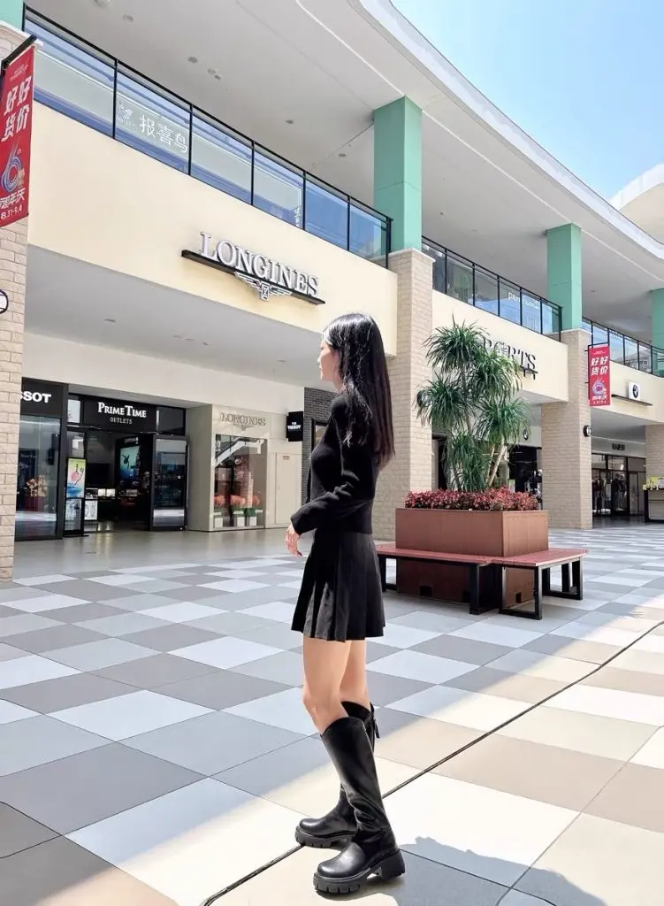 [达芙妮Daphne]过膝靴小个子厚底长筒靴女高跟春季弹力瘦瘦靴棕色长靴