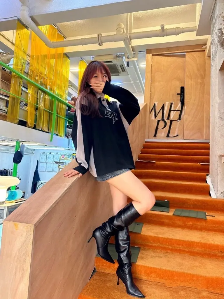 [CHRNDXEE/初系]秋冬长筒靴女尖头褶皱堆堆高跟辣妹长靴不过膝细跟高筒靴