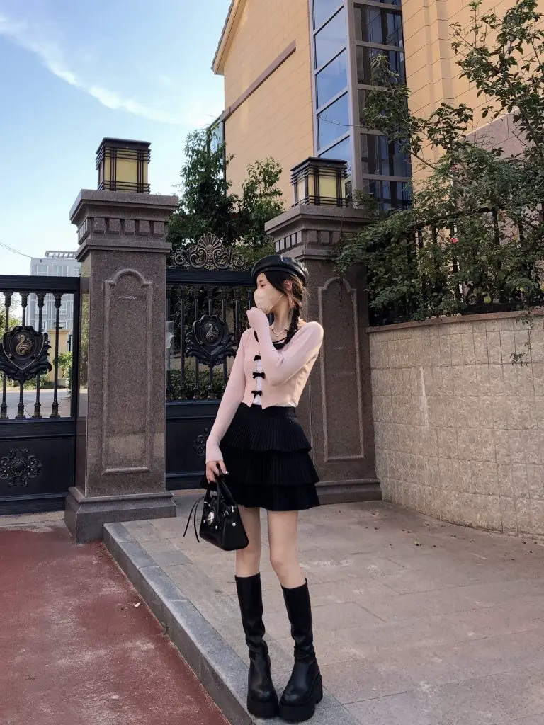 [柚子初]靴子女长筒靴显瘦增高骑士靴高跟靴潮辣妹弹力靴高筒靴长靴