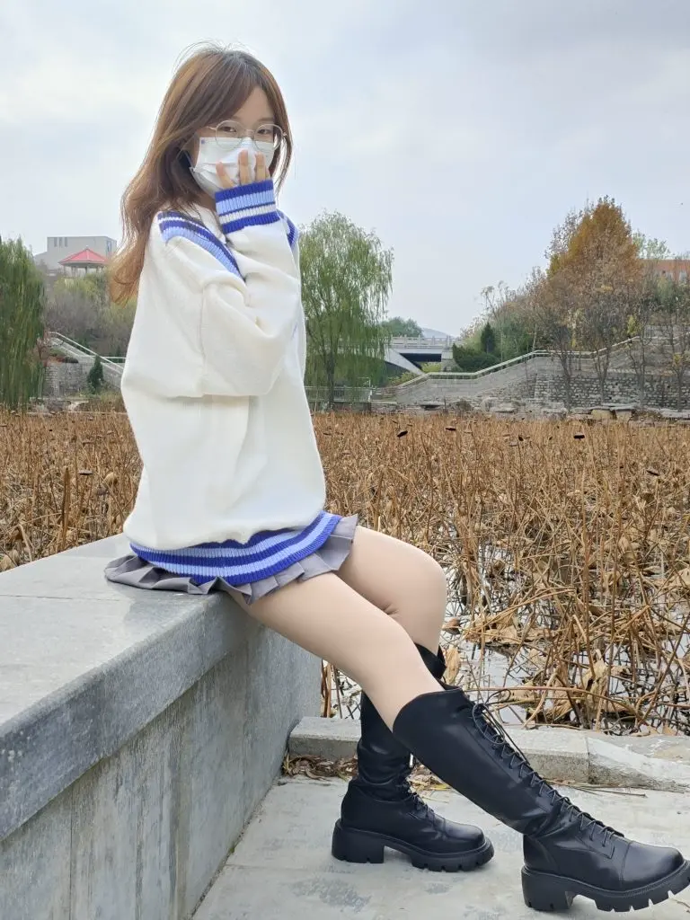 [路丝茜]骑士靴长靴秋冬加绒雪地靴厚底不过膝中筒长筒马丁高筒靴