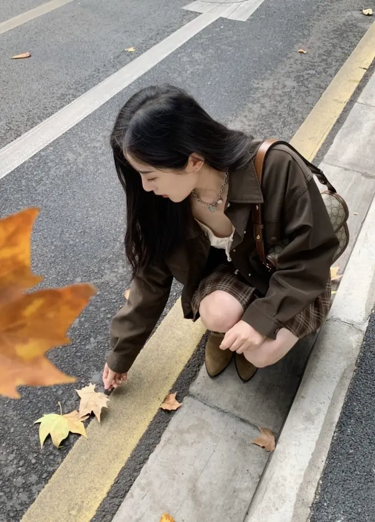 [傲似]格子半身裙百褶裙女秋冬春季高腰显瘦宽松毛呢a字裙格纹短裙