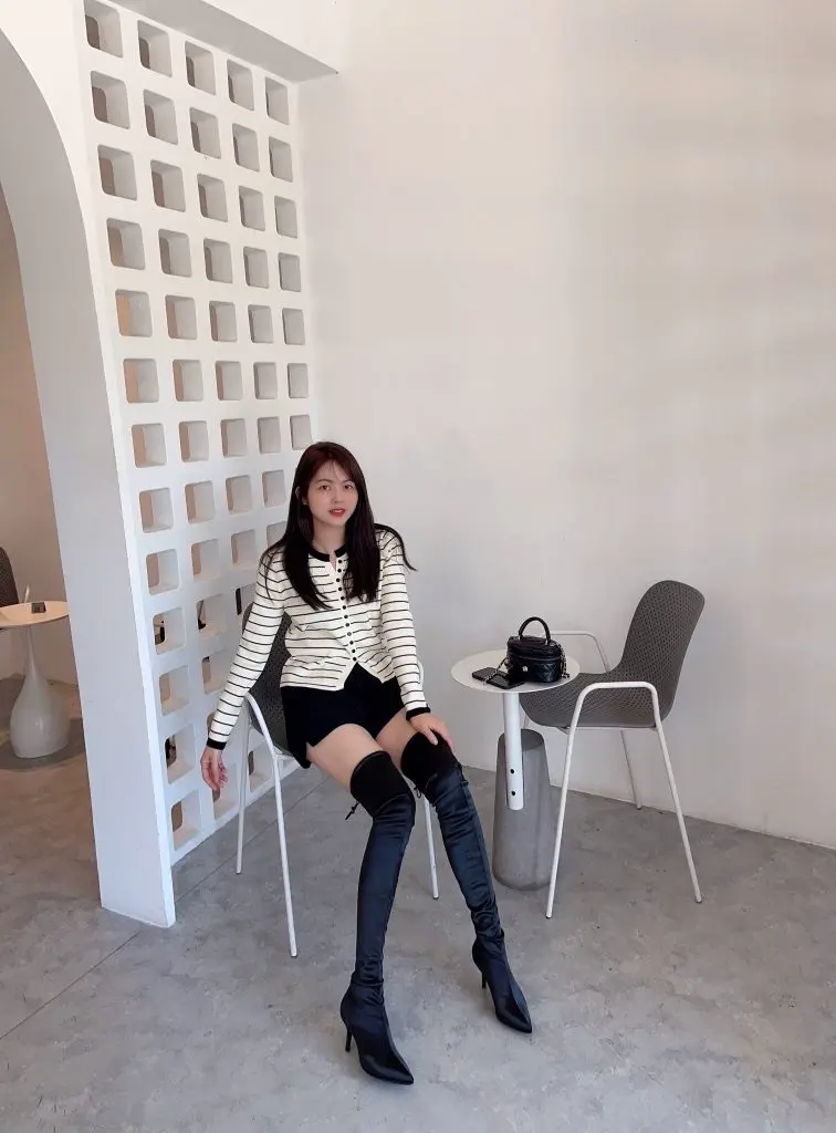 [搜酷美]康莉达 床上超长粗腿过膝长靴女尖头细跟高跟堆堆长筒袜子弹力靴