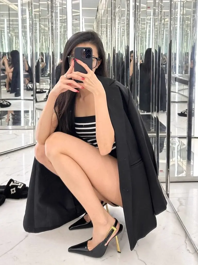 [DfrAO]黑色尖头高跟鞋细跟秋气质高级感漆皮性感包头单鞋女鞋子