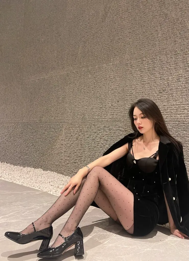 [萱乐莎儿]银色一字带高跟鞋女春季玛丽珍鞋真皮粗跟单鞋