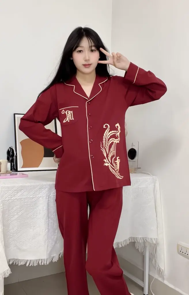 [苏夜歌]红色睡衣女春秋结婚新婚情侣纯棉家居服男士长袖礼盒套装