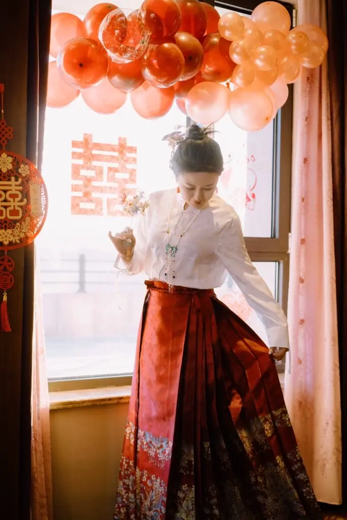 [星河汉歌]【翠羽红】织金仿妆花马面裙新中式敬酒服国风汉服半身裙