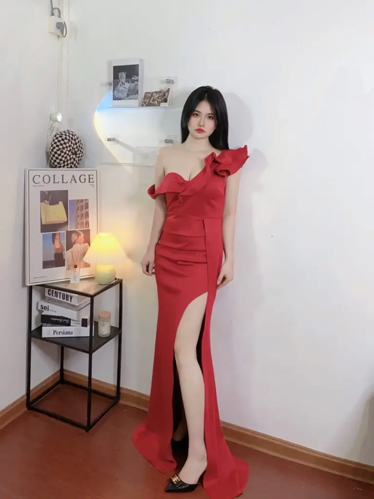 [晴语依依]性感晚礼服女高端宴会轻奢小众气质高贵斜肩高级感鱼尾裙