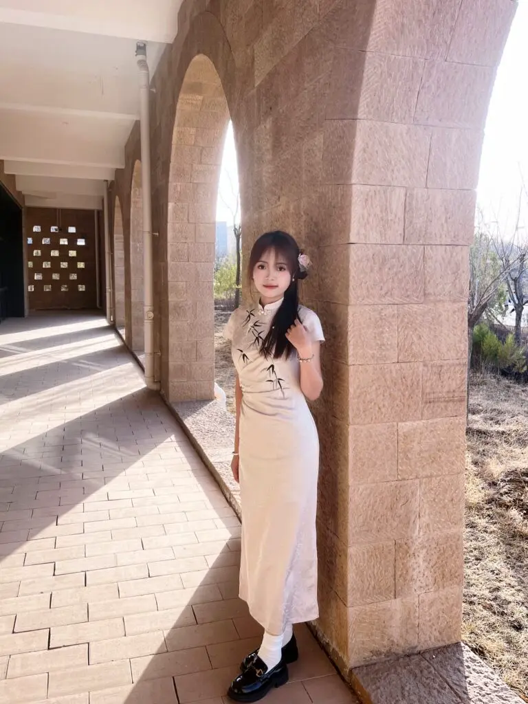 [许大晴DAQING]竹影 新中式竹子旗袍连衣裙上衣立领刺绣显瘦中长款提花