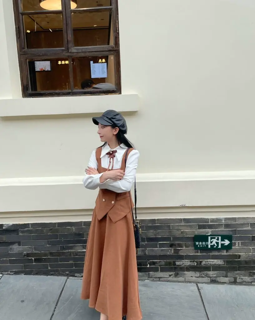 [梅朵部落复古女装]小洋装民国风女装学院英伦风连衣裙子留洋千金大小姐套装复古长裙