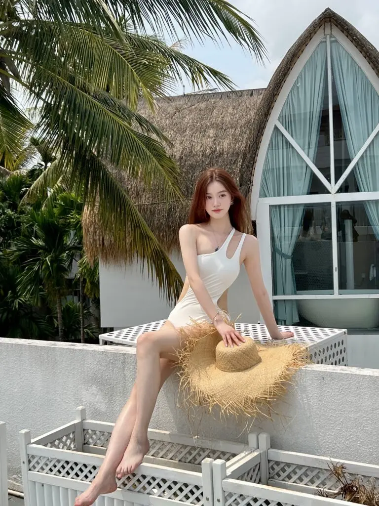 [atlanticbeach]法式复古泳衣女泡温泉度假连体性感露背显瘦高级感