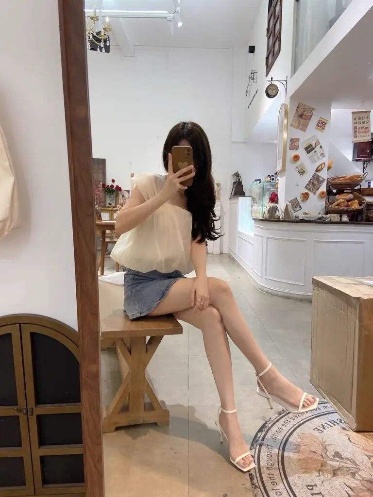 LUKECSION米白色一字带高跟鞋夏气质优雅百搭方头凉鞋女