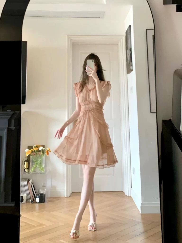 林茜雅 显白方头一字细跟凉鞋女夏杏色高跟鞋女拖鞋室外外穿罗马鞋