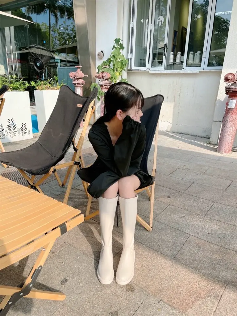 内增高棕色长靴高筒小个子女白色长筒靴子骑士靴冬季加绒