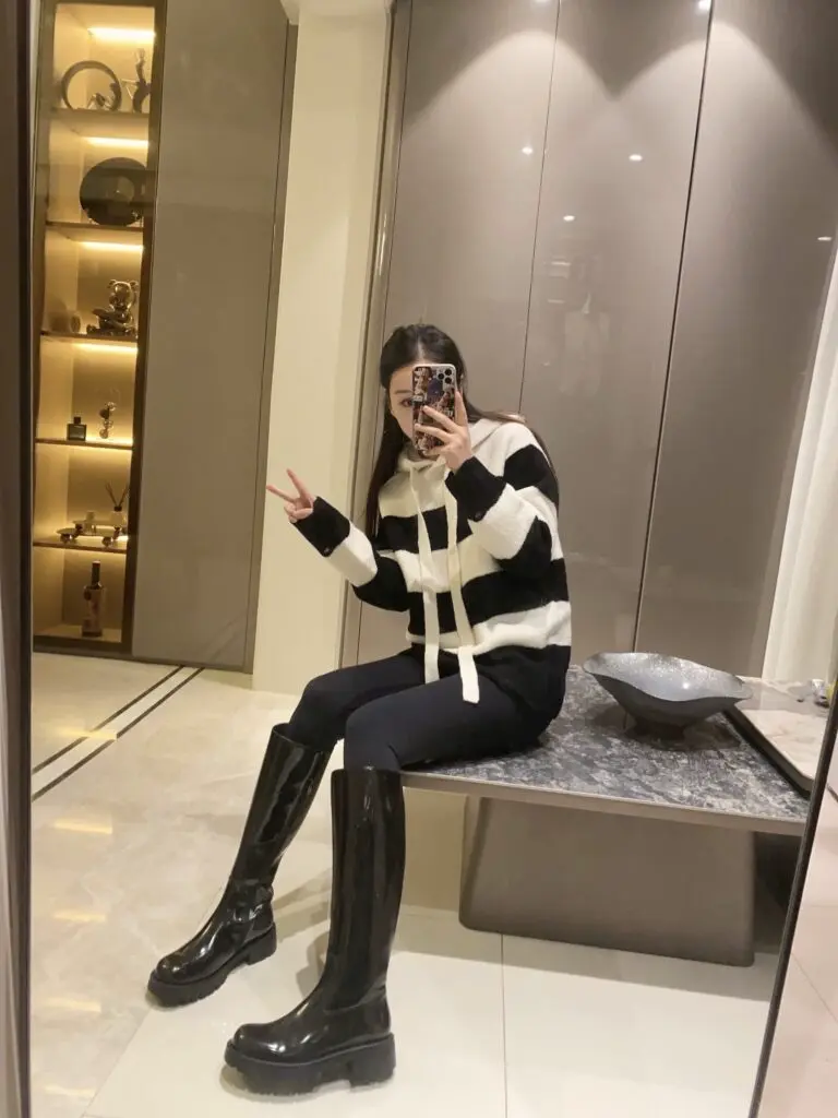 杨幂同款思加图冬季逐梦骑士靴长靴高筒靴加绒靴9YJ44DG3