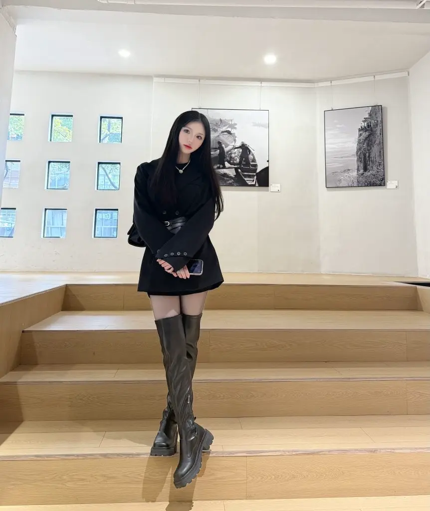 爱格琳方糖系列过膝长筒靴女显瘦厚底骑士靴瘦瘦靴女