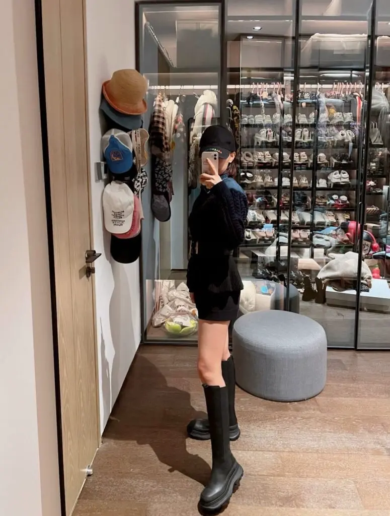 羊皮内里版，真皮厚底骑士靴女高筒靴冬季英伦长筒靴后拉链长靴子