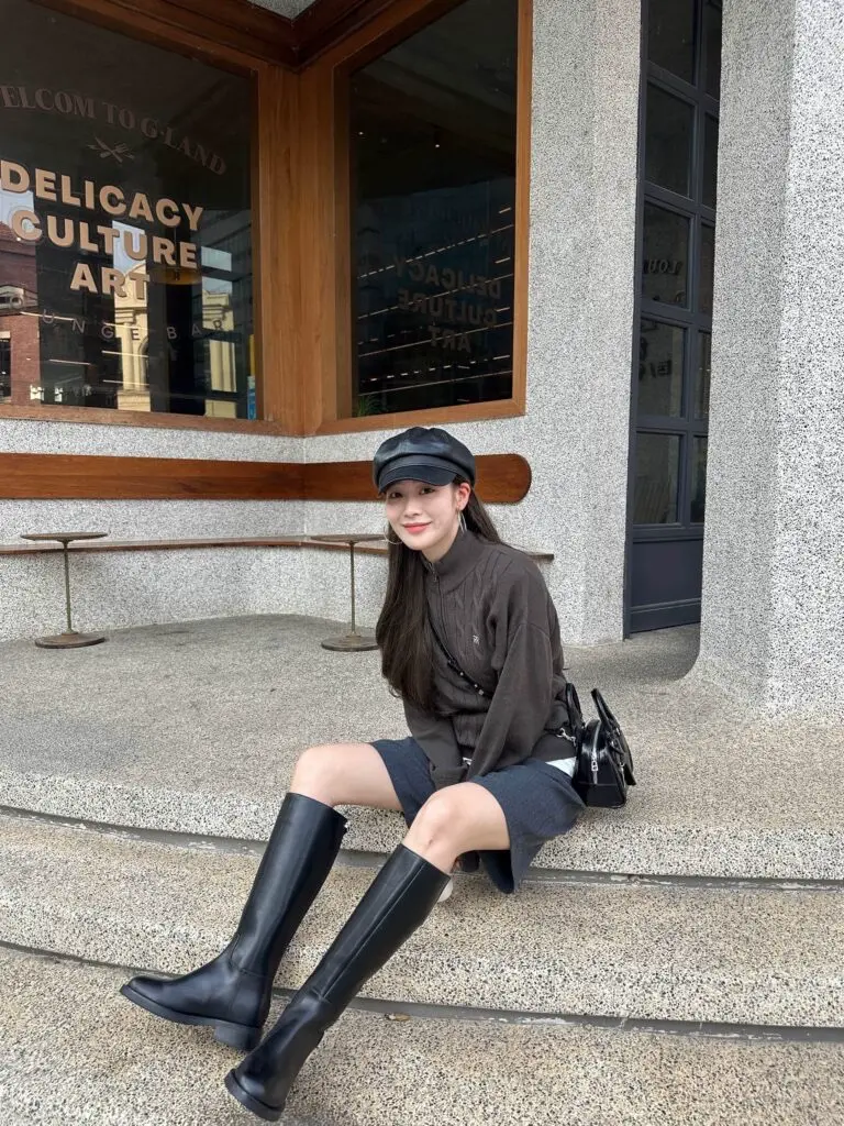 Tata他她超模靴卢昱晓同款骑士靴大筒围长靴高筒女靴秋冬7TGA1DG4