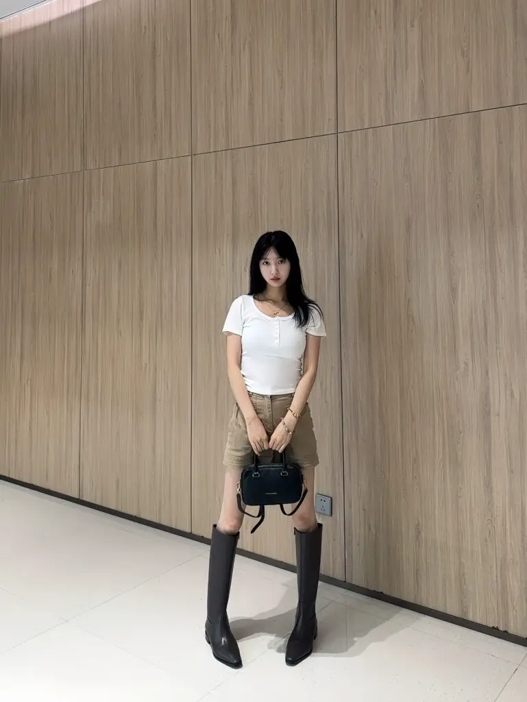 7or9骑士长靴秋冬真皮长筒靴女厚底尖头加绒保暖瘦瘦靴子乌木