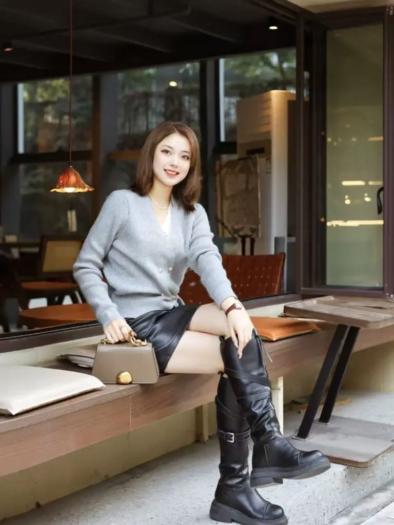 「妙侣」秋日美拉德~厚底废土风靴子女秋长筒靴复古高筒靴骑士靴