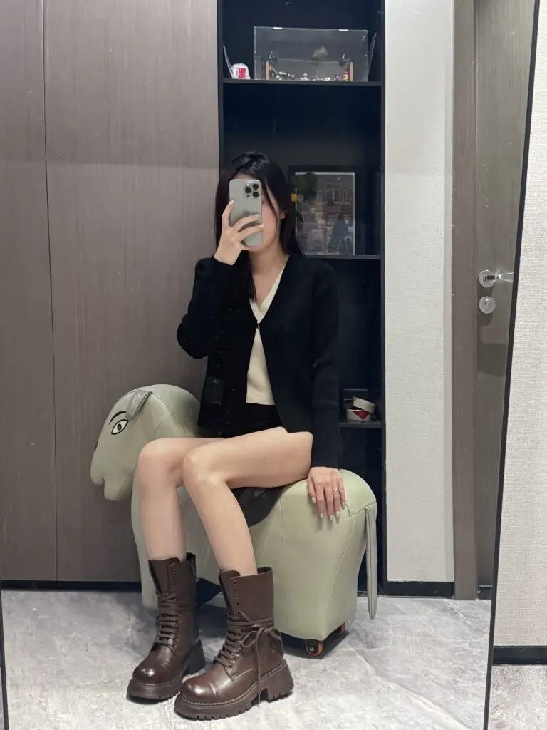 Tata他她厚底复古马丁靴女靴子机车短靴中筒靴CFS02DZ4