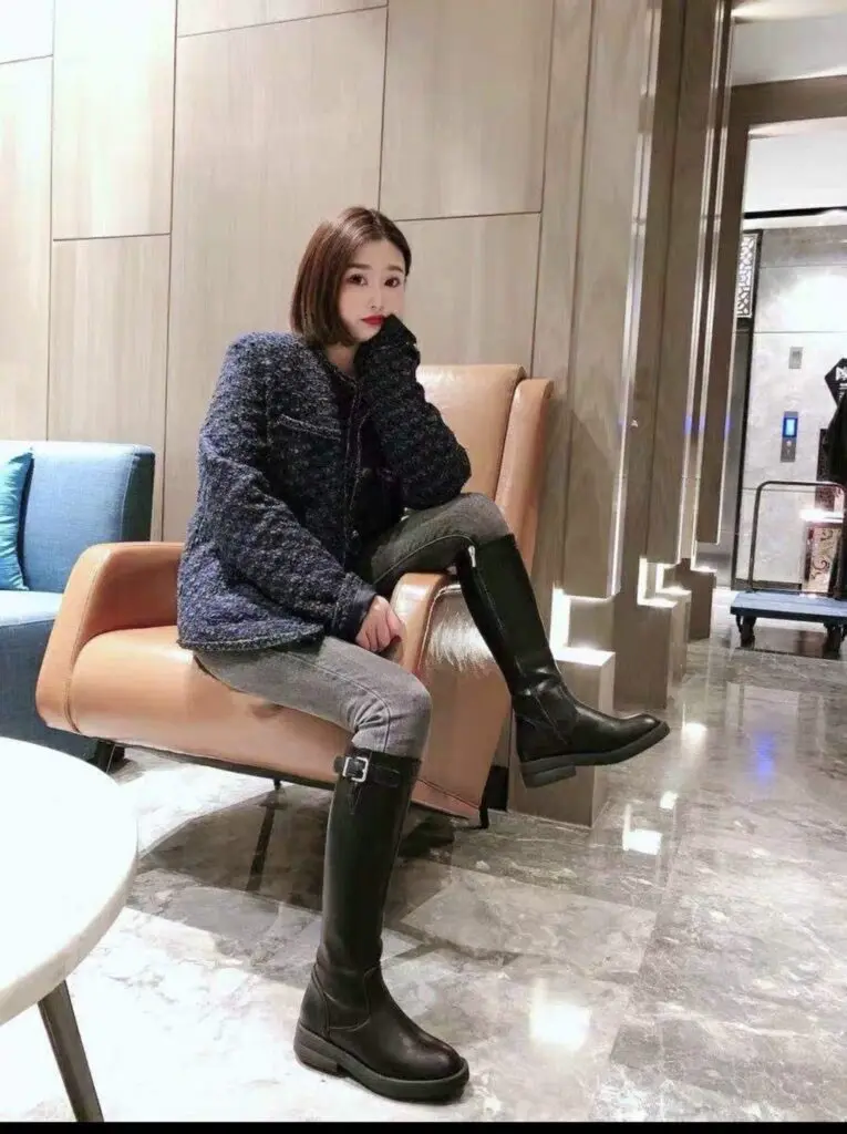 长筒靴女高筒靴小个子长靴爆款中筒皮靴马靴骑士靴子