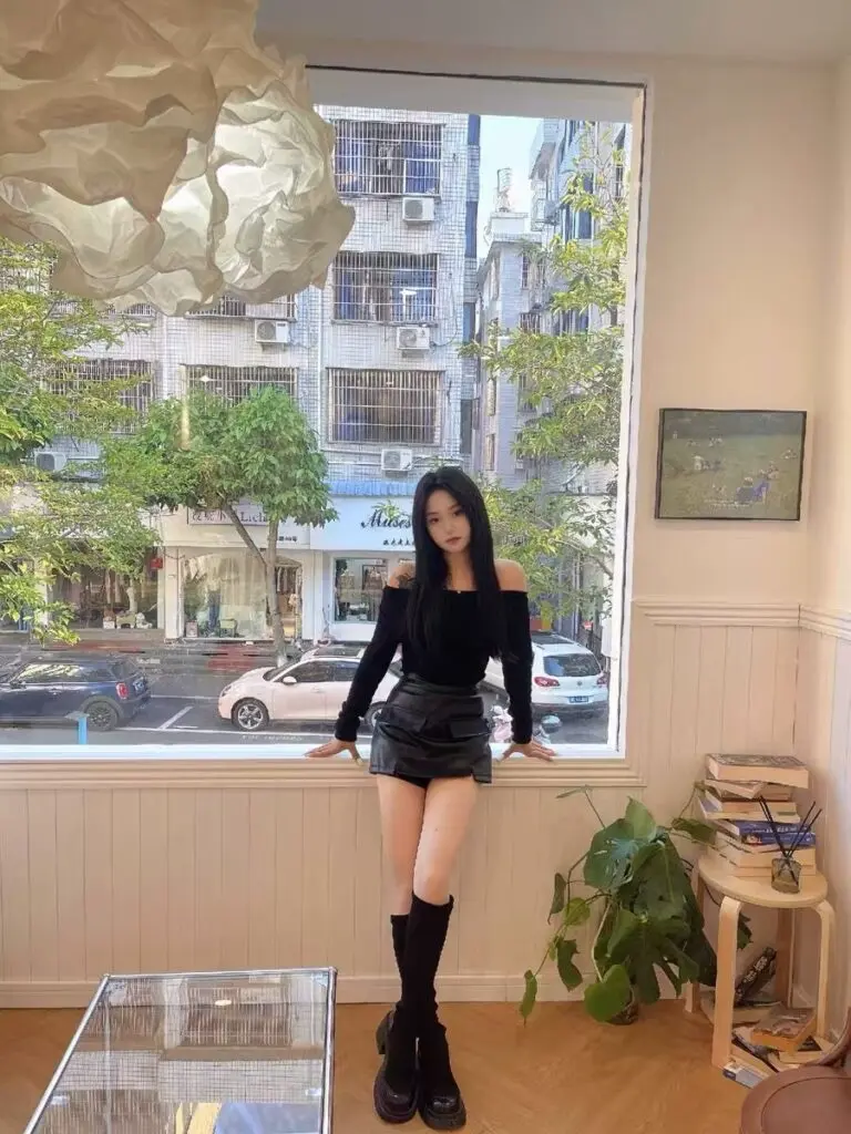 10CM高跟弹力长筒靴女黑色袜靴厚底小个子瘦瘦高筒靴