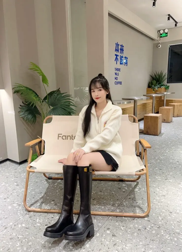 思加图马鞍靴加绒复古骑士靴西部靴长筒靴女EEZ19DG4