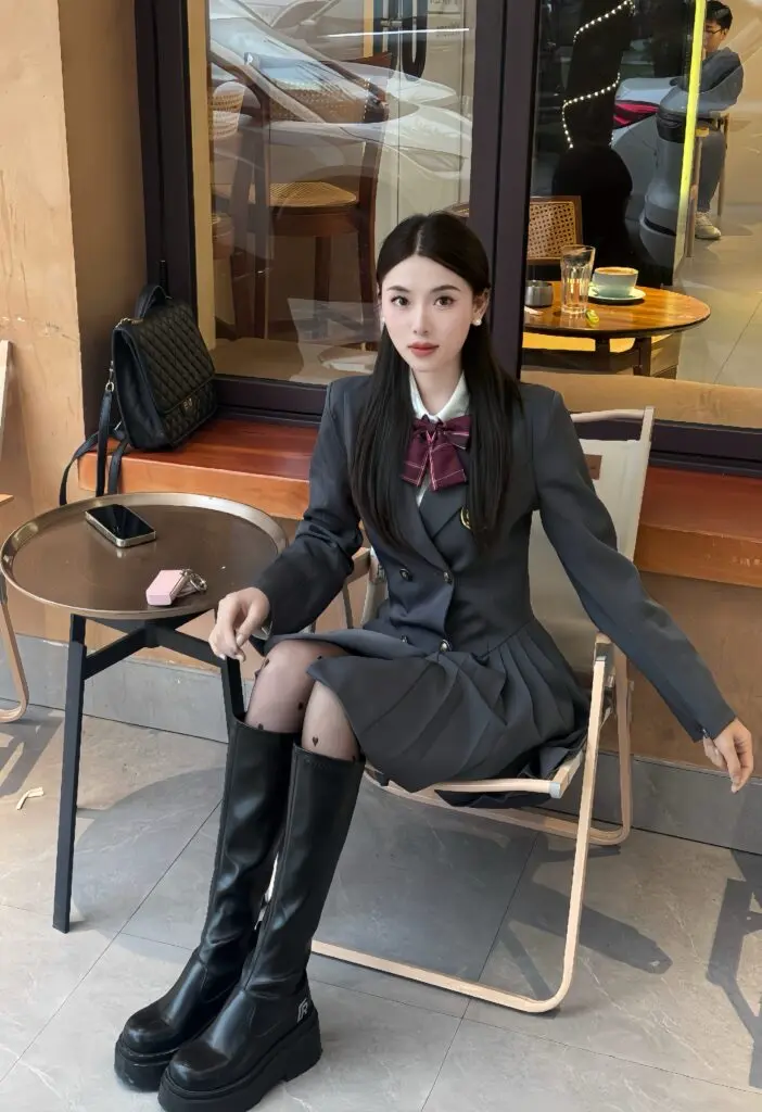 厚底小个子增高真皮长筒靴女胖mm粗腿大筒围长靴粗腿骑士辣妹靴子