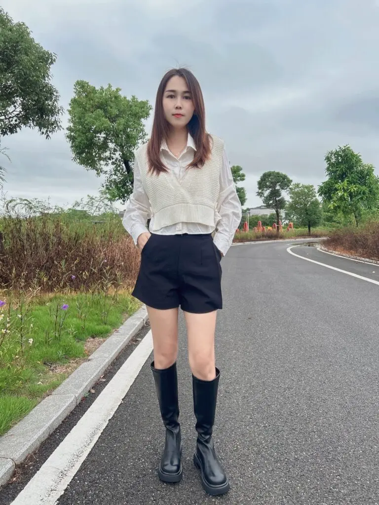 百思图冬商场加绒粗腿显瘦厚底增高骑士靴女长靴BP861DG4