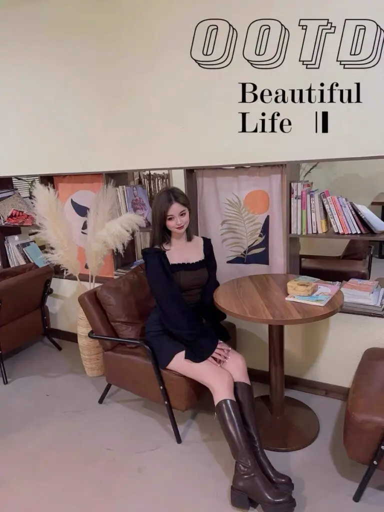 真皮~骄屿棕色长靴女瘦瘦靴高跟v口高筒骑士靴粗跟长筒靴