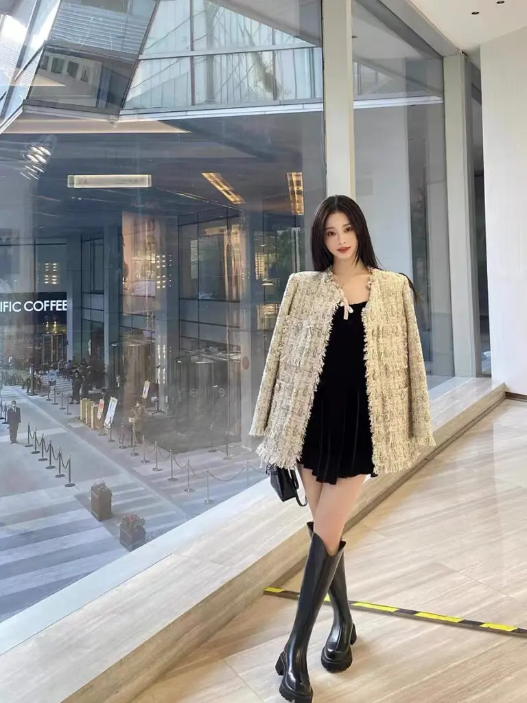 老师傅手工定制真皮V口长筒靴女秋显瘦增高厚底高筒长靴骑士靴子