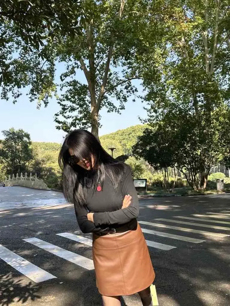 [忆 亦]海宁真皮皮裙时尚高腰显瘦a字裙包臀短裙半身裙秋冬女装百搭