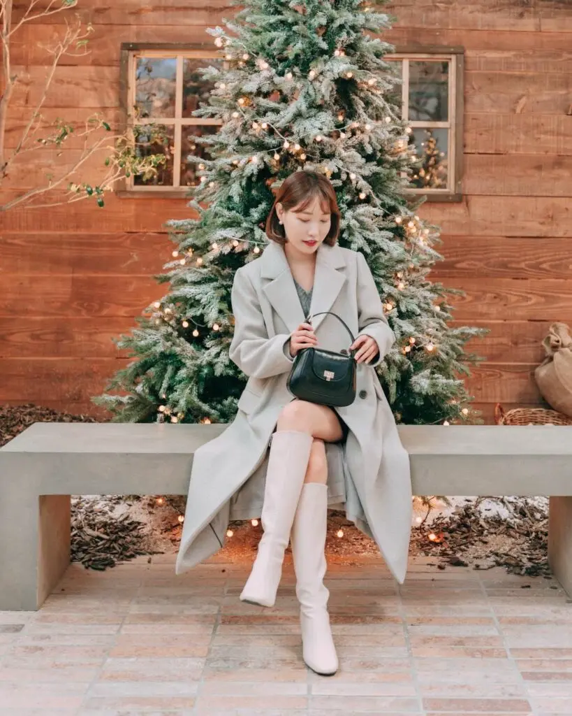 [爱意达女鞋]气质米白色真皮高筒靴女小个子粗高跟长靴马丁靴骑士靴子