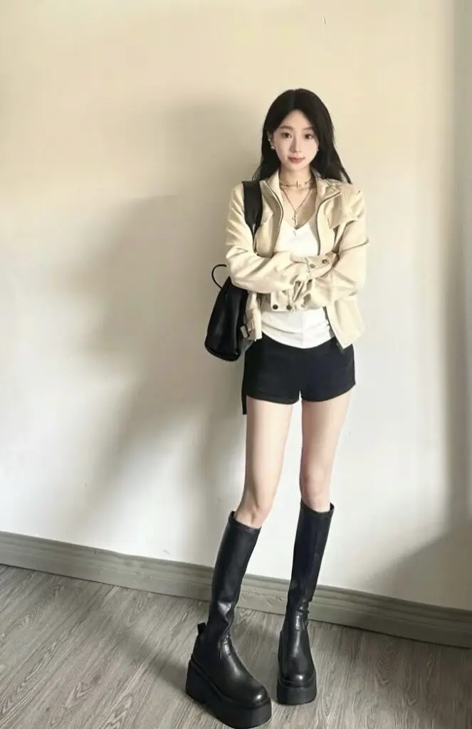 [雅羊人]黑色西装短裤女春夏外穿高腰显瘦a字热裤休闲辣妹打底裤