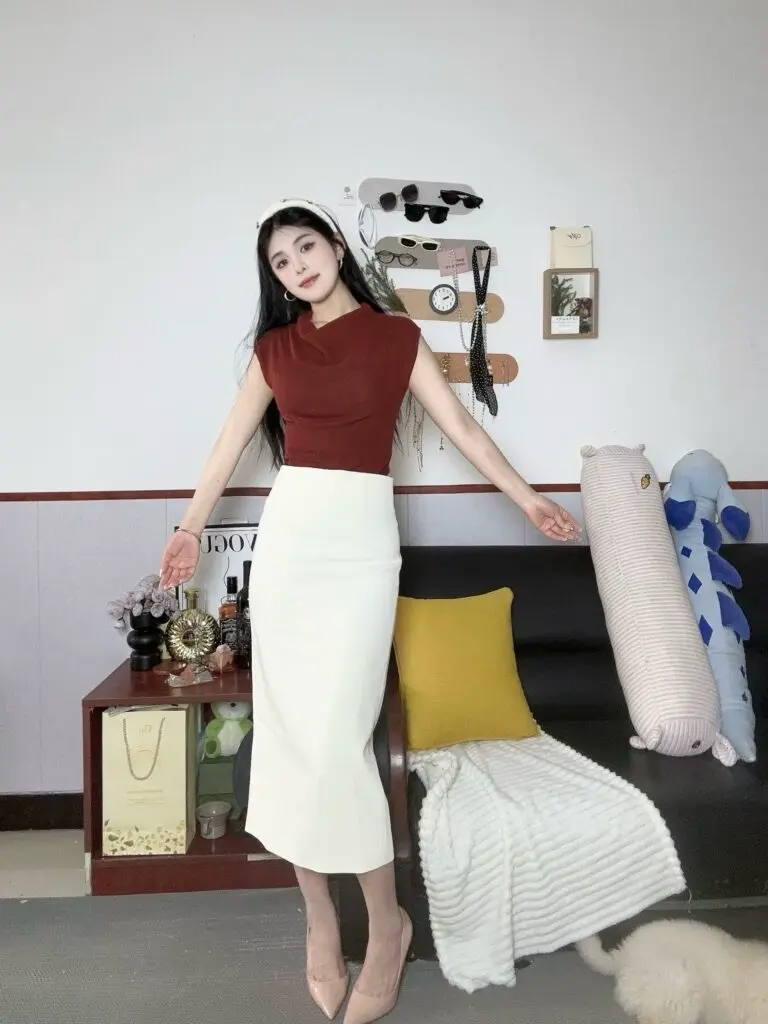 [三妹轻奢女装]西装包臀半身裙女通勤百搭修身高腰中长款职业半裙