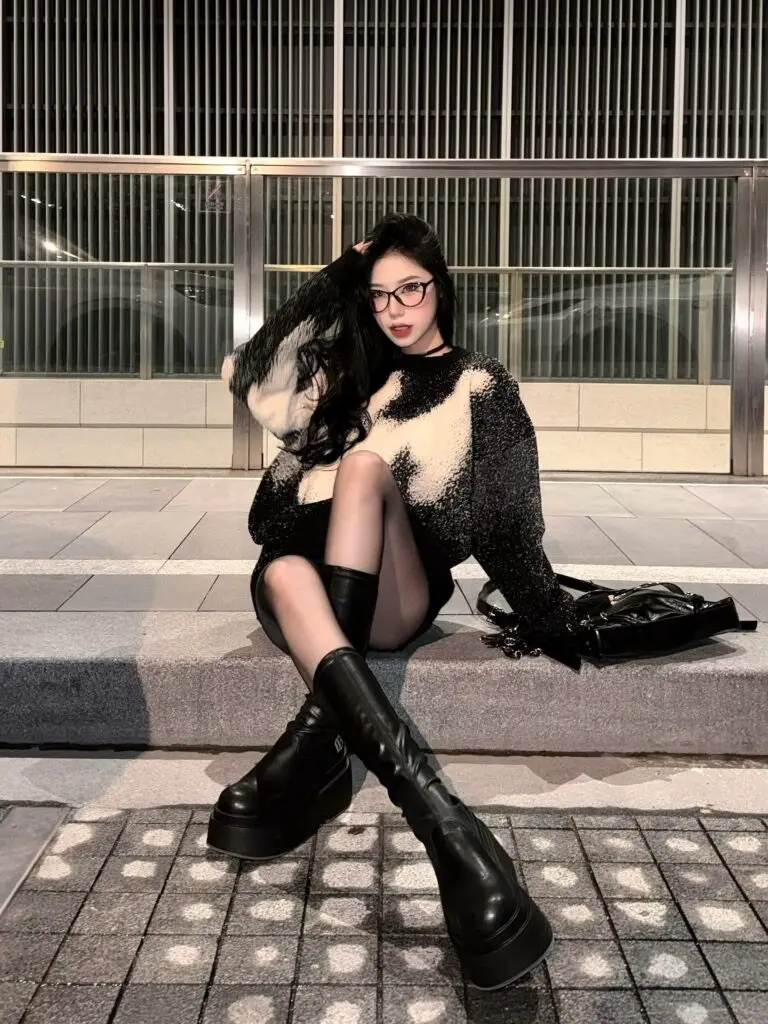 [YOUGA尤迦]长筒丝袜靴子女夏季小腿靴大筒围弹力厚底洋气长靴