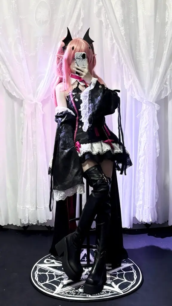 [星恶EvilStar]现货 爱情魔使紧身靴超长漆皮朋克厚底朋克亚文化日常漆皮弹力靴