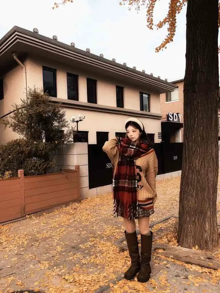 [雅诗原创女鞋]真皮废土风长筒靴女秋冬粗跟厚底复古棕色长靴骑士堆堆靴