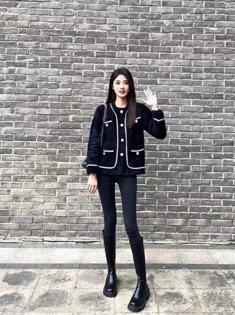 [kaka增高女鞋]真皮长筒靴女秋冬季加绒长靴内增高筒9CM小个子骑士靴