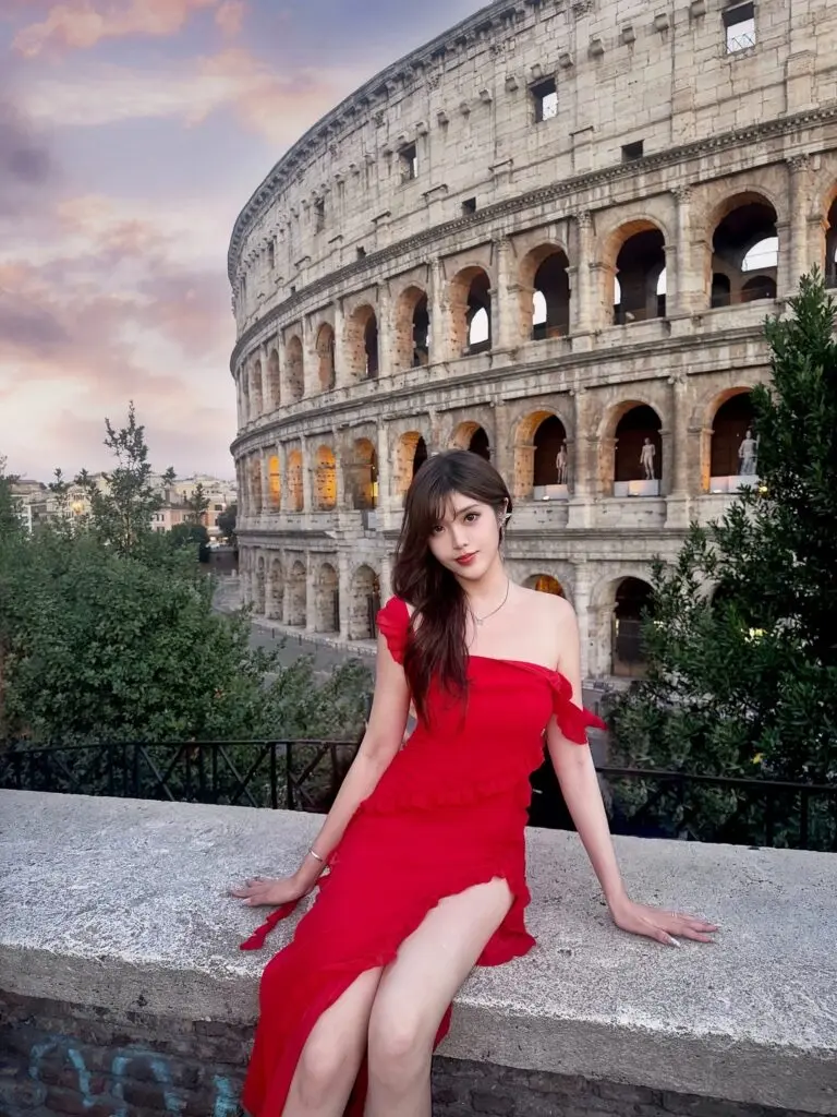 [柒月舍 Julyhouse]house*fcb欧阳娜娜同款红色吊带连衣裙荷叶边开叉海边度假长裙